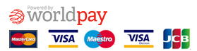 Payments by WorldPay: Visa, Maestro, MasterCard, American Express, PayPal