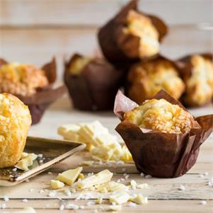 Lemon & White Chocolate Tulip Muffins